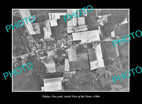 OLD LARGE HISTORIC PHOTO FABIUS NEW YORK, AERIAL VIEW OF THE TOWN c1966