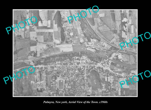 OLD LARGE HISTORIC PHOTO PALMYRA NEW YORK, AERIAL VIEW OF THE TOWN c1960s