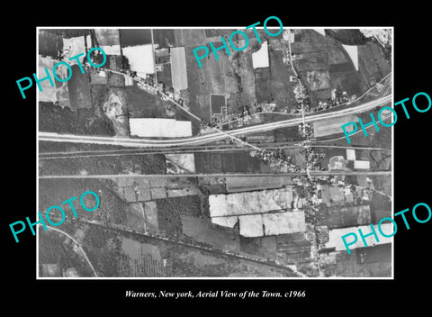 OLD LARGE HISTORIC PHOTO WARNERS NEW YORK, AERIAL VIEW OF THE TOWN c1966