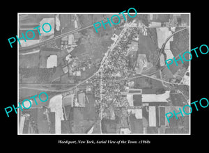 OLD LARGE HISTORIC PHOTO WEEDSPORT NEW YORK, AERIAL VIEW OF THE TOWN c1960s