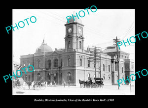 OLD LARGE HISTORIC PHOTO BOULDER WESTERN AUSTRALIA, THE TOWN HALL c1908