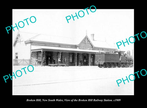 OLD LARGE HISTORIC PHOTO BROKEN HILL NSW, THE RAILWAY STATION c1909