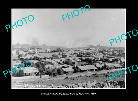 OLD LARGE HISTORIC PHOTO BROKEN HILL NEW SOUTH WALES, VIEW OF THE TOWN c1907 1
