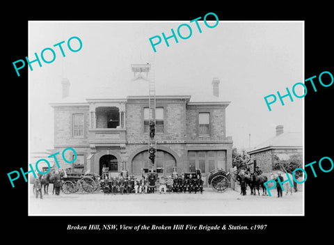 OLD LARGE HISTORIC PHOTO BROKEN HILL NEW SOUTH WALES, FIRE BRIGADE STATION 1907