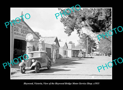 OLD LARGE HISTORIC PHOTO HEYWOOD VICTORIA, VIEW OF THE CAR GARAGE c1935
