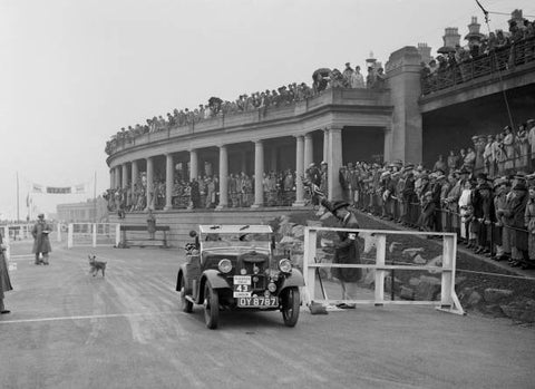 OLD LARGE PHOTO Motor Racing Morris Minor car competing in the Blackpool Rally 1936