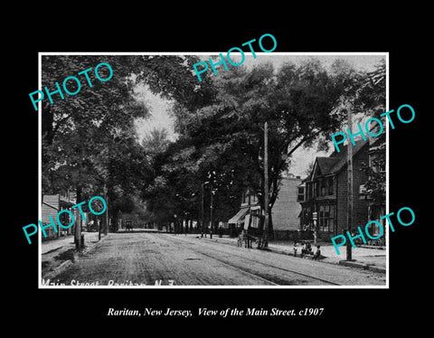 OLD LARGE HISTORIC PHOTO RARITAN NEW JERSEY, VIEW OF THE MAIN STREET c1907