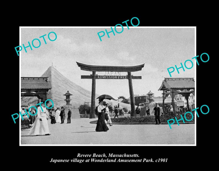 OLD LARGE HISTORIC PHOTO REVERE BEACH MASSACHUSETTS, JAPANESE WONDERLAND c1901