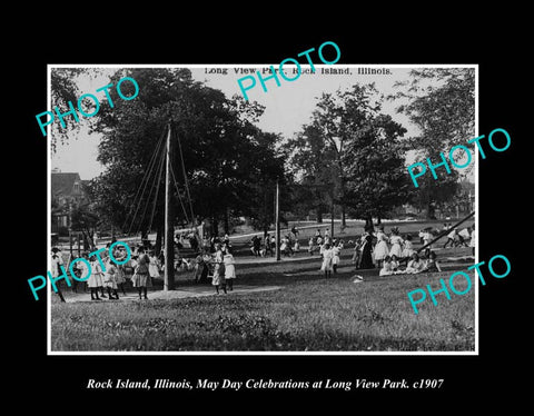 OLD LARGE HISTORIC PHOTO ROCK ISLAND ILLINOIS, THE MAY DAY CELEBRATIONS c1907