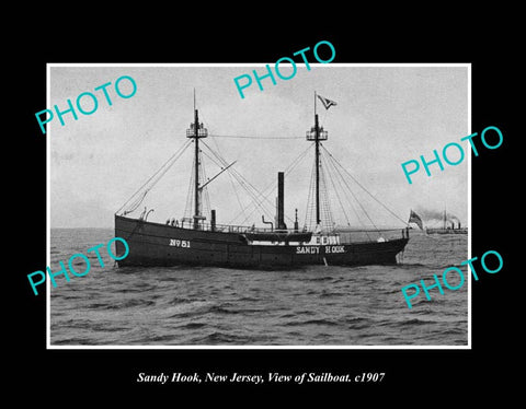 OLD LARGE HISTORIC PHOTO SANDY HOOK NEW JERSEY, THE SANDY HOOK STEAMSHIP c1907