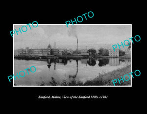 OLD LARGE HISTORIC PHOTO SANFORD MAINE, THE SANFORD MILLS c1901