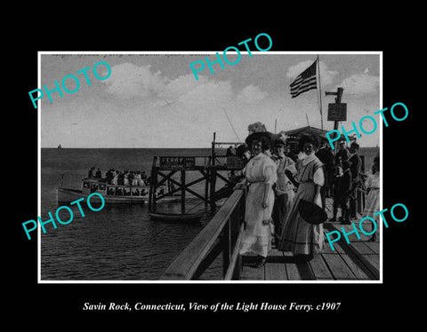 OLD LARGE HISTORIC PHOTO SAVIN ROCK CONNECTICUT, THE LIGHT HOUSE & FERRY c1901