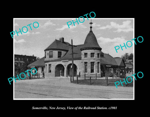 OLD LARGE HISTORIC PHOTO SOMERVILLE NEW JERSEY, THE RAILWAY STATION c1901