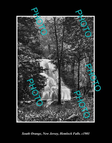 OLD LARGE HISTORIC PHOTO SOUTH ORANGE NEW JERSEY, THE HEMLOCK FALLS c1901