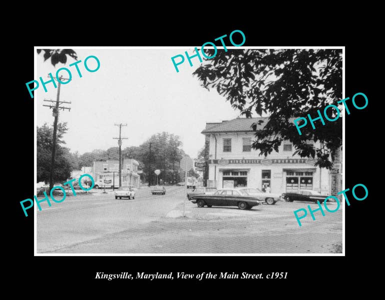 OLD LARGE HISTORIC PHOTO KINGSVILLE MARYLAND, VIEW OF THE MAIN STREET c1951