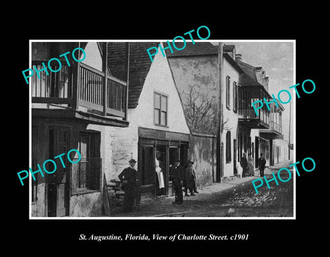 OLD LARGE HISTORIC PHOTO St AUGUSTINE FLORIDA, VIEW OF CHARLOTTE STREET c1901