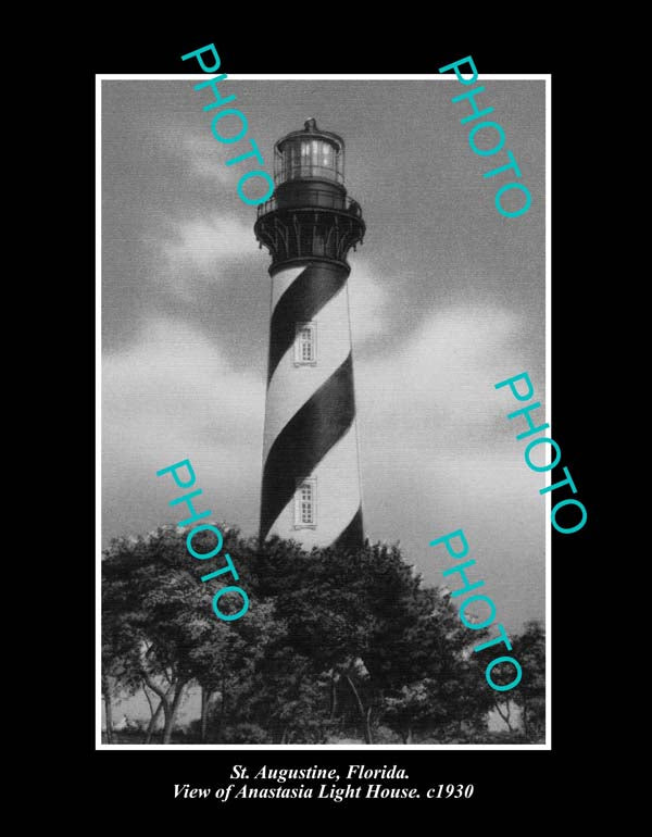 OLD LARGE HISTORIC PHOTO St AUGUSTINE FLORIDA, THE ANASTASIA LIGHTHOUSE c1930