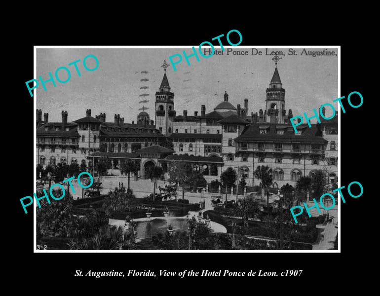 OLD LARGE HISTORIC PHOTO St AUGUSTINE FLORIDA, THE PONCE DE LEON HOTEL c1907