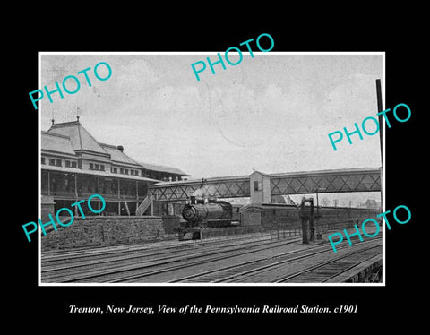 OLD LARGE HISTORIC PHOTO TRENTON NEW JERSEY, THE PRR RAILROAD STATION c1901