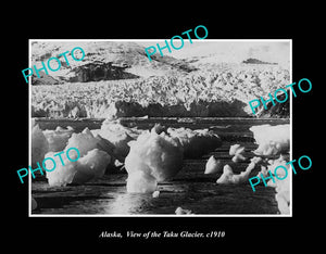 OLD LARGE HISTORIC PHOTO ALASKA, VIEW OF THE TAKU GLACIER c1910