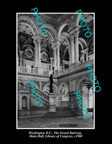 OLD LARGE HISTORIC PHOTO WASHINGTON DC USA, THE LIBRARY OF CONGRESS c1908