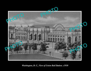 OLD LARGE HISTORIC PHOTO WASHINGTON DC USA, THE UNION RAILWAY STATION c1930