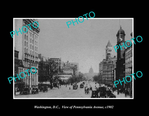 OLD LARGE HISTORIC PHOTO WASHINGTON DC USA, VIEW OF PENNSYLVANIA AVE c1902