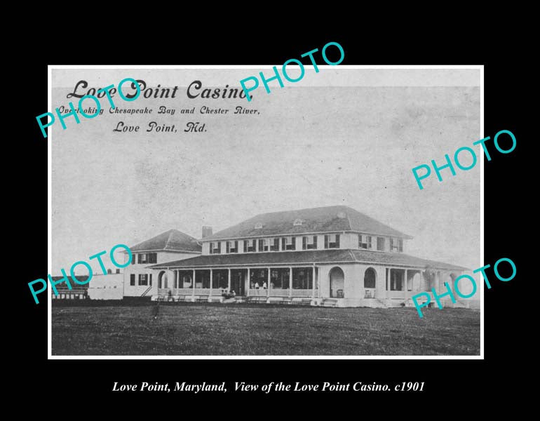 OLD LARGE HISTORIC PHOTO LOVE POINT MARYLAND, VIEW OF THE CASINO c1901