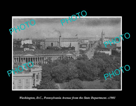 OLD LARGE HISTORIC PHOTO WASHINGTON DC USA, VIEW OF PENNSYLVANIA AVE c1901