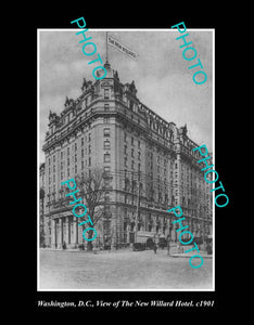 OLD LARGE HISTORIC PHOTO WASHINGTON DC USA, VIEW OF THE NEW WILLARD HOTEL c1901