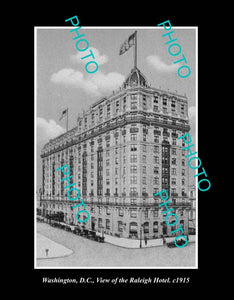 OLD LARGE HISTORIC PHOTO WASHINGTON DC USA, VIEW OF THE RALEIGH HOTEL c1915