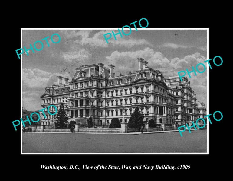 OLD LARGE HISTORIC PHOTO WASHINGTON DC USA, VIEW OF THE NAVY BUILDING c1909