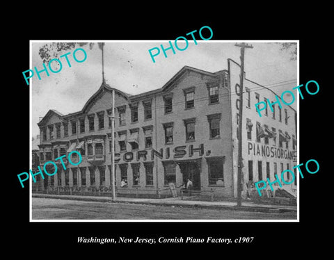 OLD LARGE HISTORIC PHOTO WASHINGTON NEW JERSEY, THE CORNISH PIANO FACTORY c1907