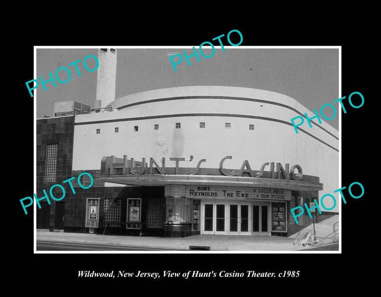 OLD LARGE HISTORIC PHOTO WILDWOOD NEW JERSEY, VIEW OF HUNTS CASINO c1985