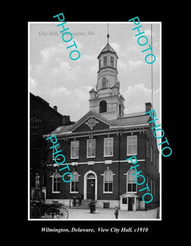 OLD LARGE HISTORIC PHOTO WILMINGTON DELAWARE, VIEW OF CITY HALL c1910