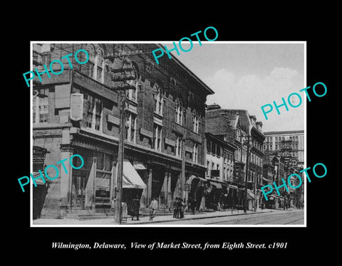 OLD LARGE HISTORIC PHOTO WILMINGTON DELAWARE, VIEW OF MARKET ST & STORES c1901