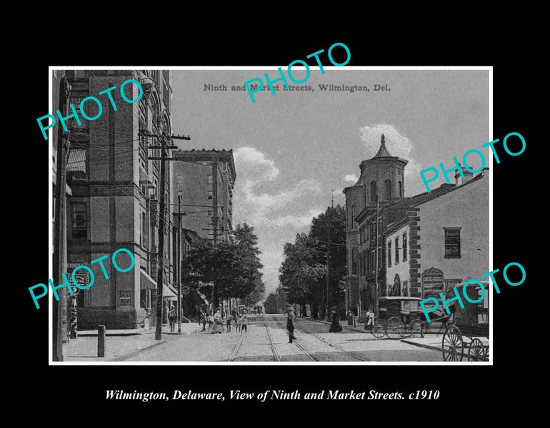 OLD LARGE HISTORIC PHOTO WILMINGTON DELAWARE, VIEW OF MARKET & 9th ST c1910