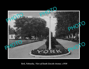 OLD LARGE HISTORIC PHOTO YORK NEBRASKA, VIEW OF LINCOLN AVE c1930