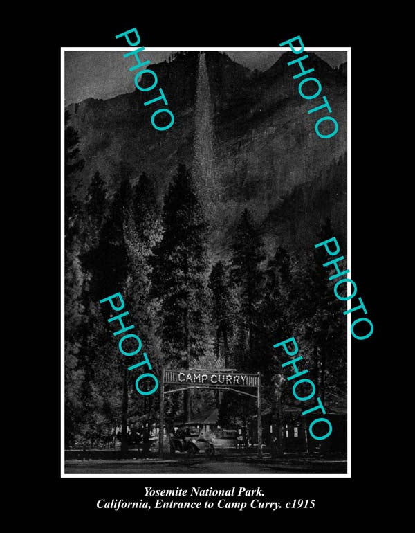 OLD LARGE HISTORIC PHOTO YOSEMITE CALIFORNIA, VIEW OF CAMP CURRY c1915