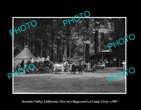 OLD LARGE HISTORIC PHOTO YOSEMITE CALIFORNIA, VIEW OF CAMP CURRY c1907