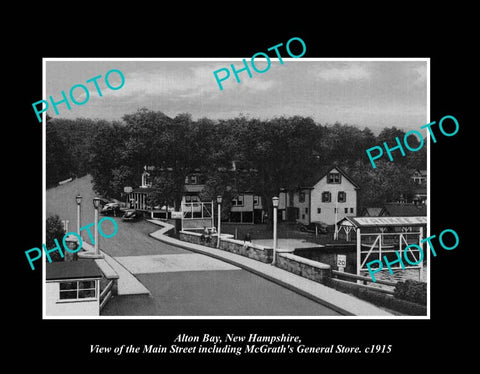 OLD LARGE HISTORIC PHOTO ALTON BAY NEW HAMPSHIRE, VIEW OF THE MAIN STREET c1940