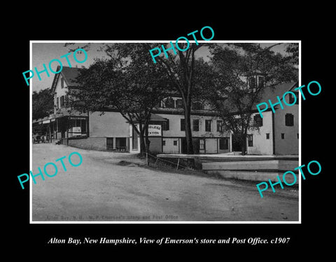 OLD LARGE HISTORIC PHOTO ALTON BAY NEW HAMPSHIRE, VIEW OF THE POST OFFICE c1907