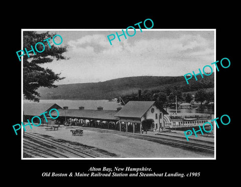 OLD LARGE HISTORIC PHOTO ALTON BAY NEW HAMPSHIRE, THE RAILROAD STATION c1905