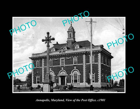 OLD LARGE HISTORIC PHOTO ANNAPOLIS MARYLAND, VIEW OF THE POST OFFICE c1901