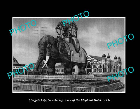 OLD LARGE HISTORIC PHOTO MARGATE CITY NEW JERSEY, THE ELEPHANT HOTEL c1931