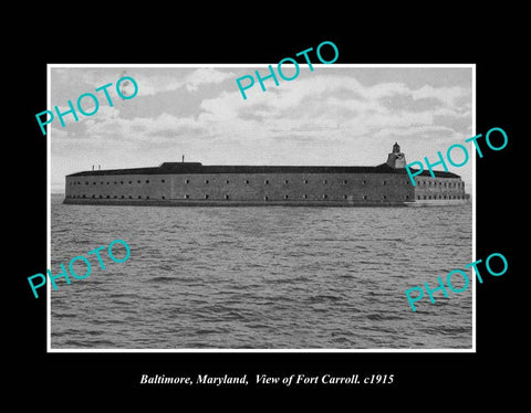 OLD LARGE HISTORIC PHOTO BALTIMORE MARYLAND, VIEW OF FORT CARROLL c1915