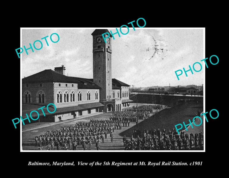 OLD LARGE HISTORIC PHOTO BALTIMORE MARYLAND, THE REGIMENT & RAILWAY STATION 1901