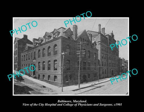 OLD LARGE HISTORIC PHOTO BALTIMORE MARYLAND, VIEW OF THE CITY HOSPITAL c1901