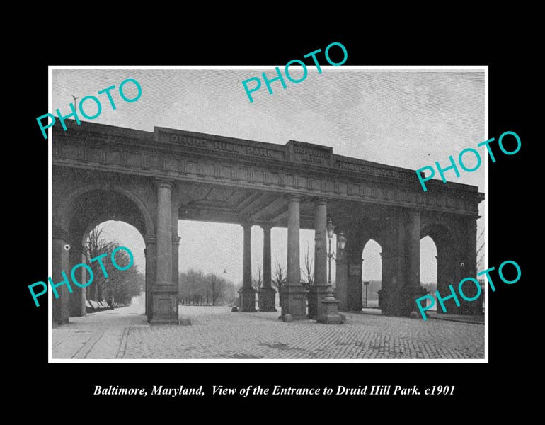 OLD LARGE HISTORIC PHOTO BALTIMORE MARYLAND, VIEW OF DRUID HILL PARK c1901