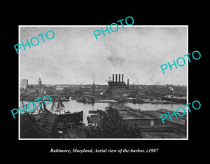 OLD LARGE HISTORIC PHOTO BALTIMORE MARYLAND, VIEW OF THE HARBOR c1907